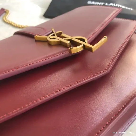 Tony Luxuries MEDIUM YSL BURGUNDY LEATHER BAG CHAIN IN SULPICE 0627